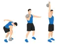 Uomo esegue un kettlebell clean: inizia piegato, solleva il peso al petto e poi lo estende sopra la testa.