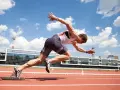 Atleta in partenza, pronto a sprigionare energia con il meccanismo anaerobico lattacido.