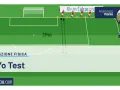 Il campo da calcio mostra la preparazione fisica con il Yo-Yo Test. Allenamento per la resistenza.