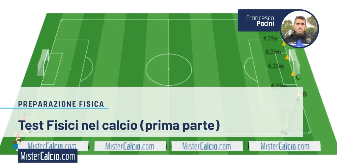 Schema di un campo da calcio con indicazioni per il test di gacon tabella. Francesco Pacini, MisterCalcio.com.