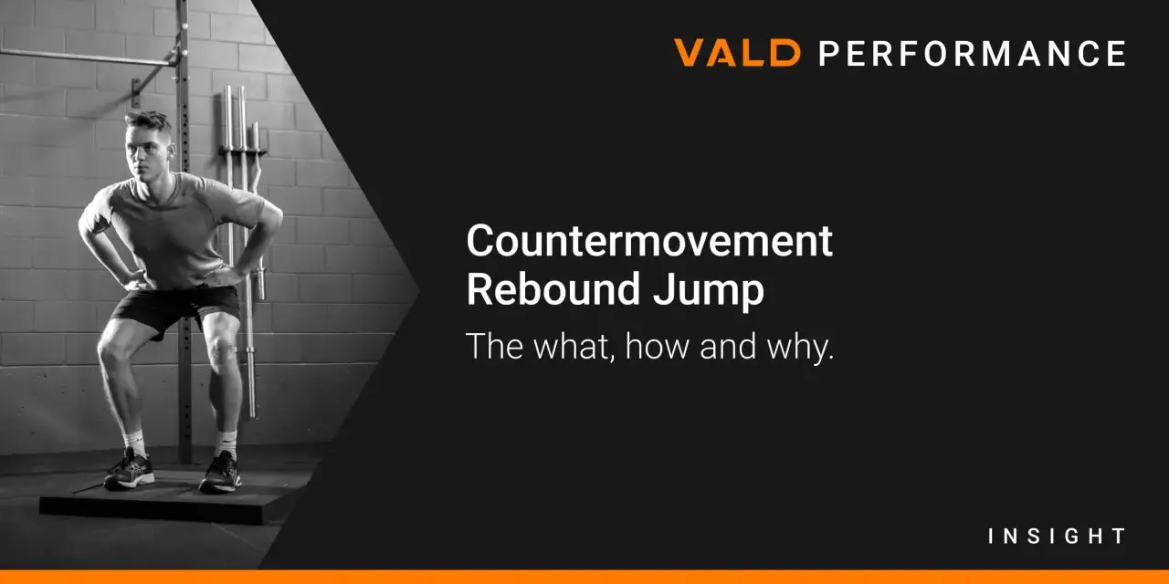 Atleta in posizione di squat pronto per un contromovimento rebound jump. Vald Performance.