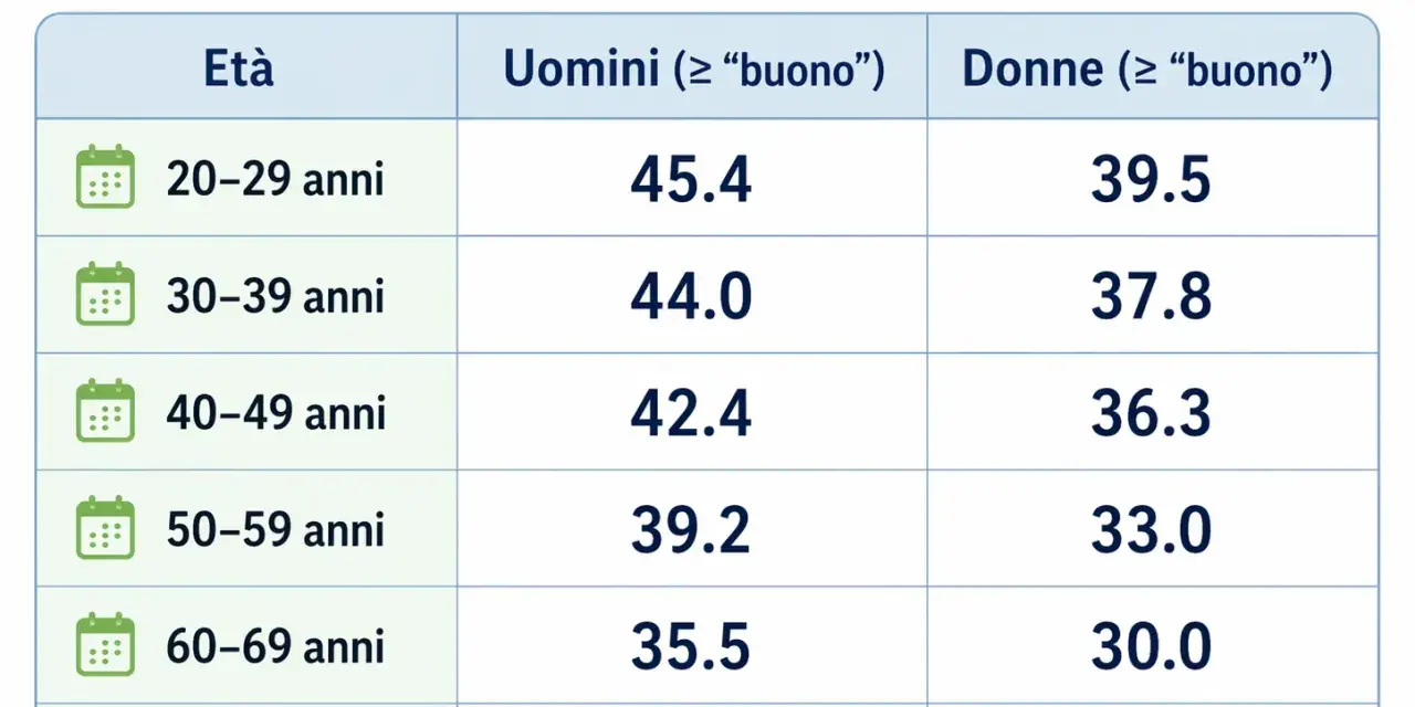 Tabella VO2 max: valori ≥ "buono" per età e genere. Scopri cos'è il VO2 max e i tuoi valori ideali.
