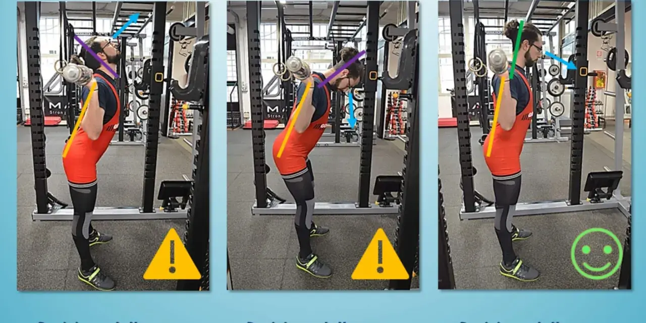 Squat: testa alta o bassa affaticano il collo. La posizione neutra allena correttamente schiena e gambe.