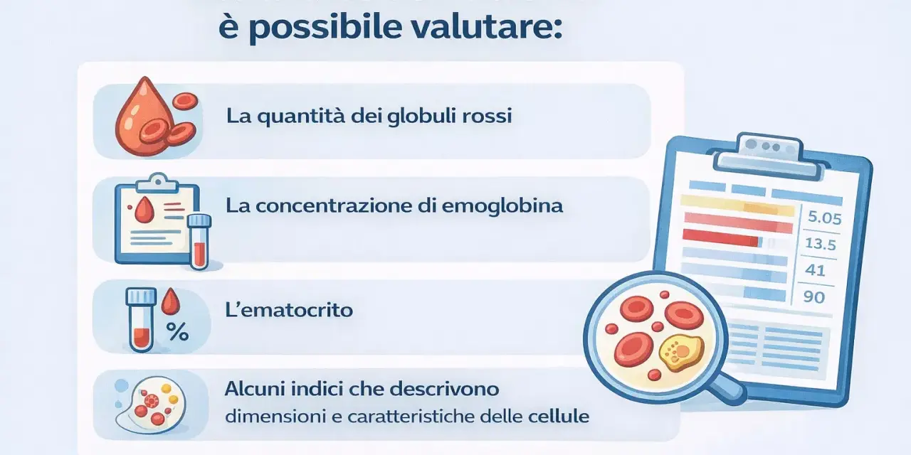 L'emocromo valuta globuli rossi, emoglobina ed ematocrito, indicatori importanti per chi pratica sport e per escludere l'anemia.