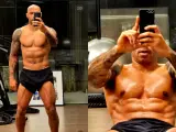 Fisico da calciatore scolpito, addominali definiti e muscoli in vista. Un uomo mostra il suo fisico atletico in palestra.
