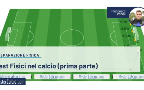 Schema di un campo da calcio con indicazioni per il test di gacon tabella. Francesco Pacini, MisterCalcio.com.