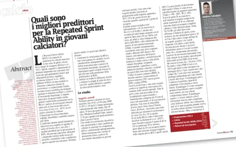 Studio sui predittori della Repeated Sprint Ability (RSA) nei giovani calciatori, analizzando correlazioni con parametri fisici e di movimento.