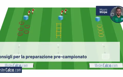 Esercitazioni per la pre preparazione calcio: ostacoli, coni e scaletta per migliorare agilità e velocità.