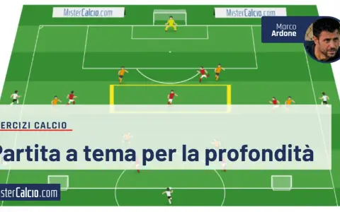 Schema di gioco per partite a tema divertenti calcio, con giocatori in campo e un allenatore.