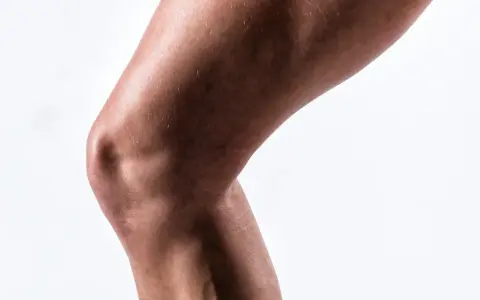 Gamba flessa, evidenziato il muscolo flessore della gamba e il ginocchio.