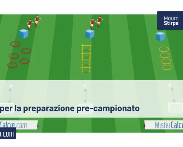 Esercitazioni per la pre preparazione calcio: ostacoli, coni e scaletta per migliorare agilità e velocità.