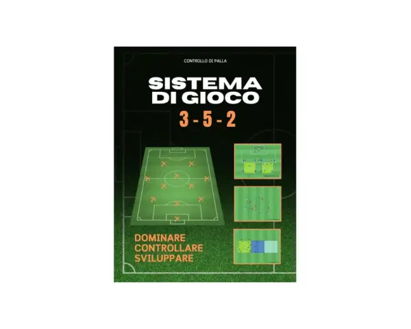 Schema tattico 3-5-2 con esercizi per allenare il controllo di palla, dominare, controllare e sviluppare il gioco.