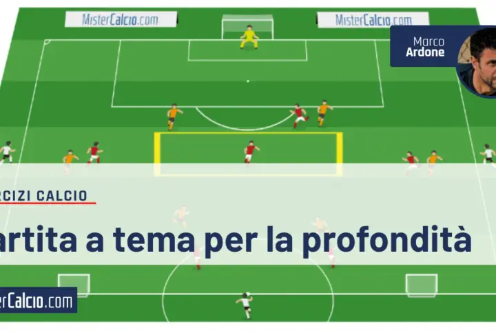 Schema di gioco per partite a tema divertenti calcio, con giocatori in campo e un allenatore.
