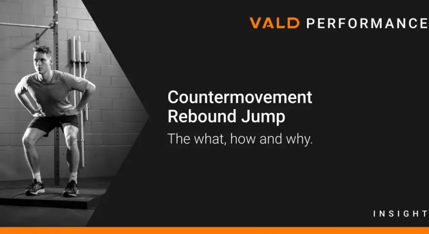 Atleta in posizione di squat pronto per un contromovimento rebound jump. Vald Performance.