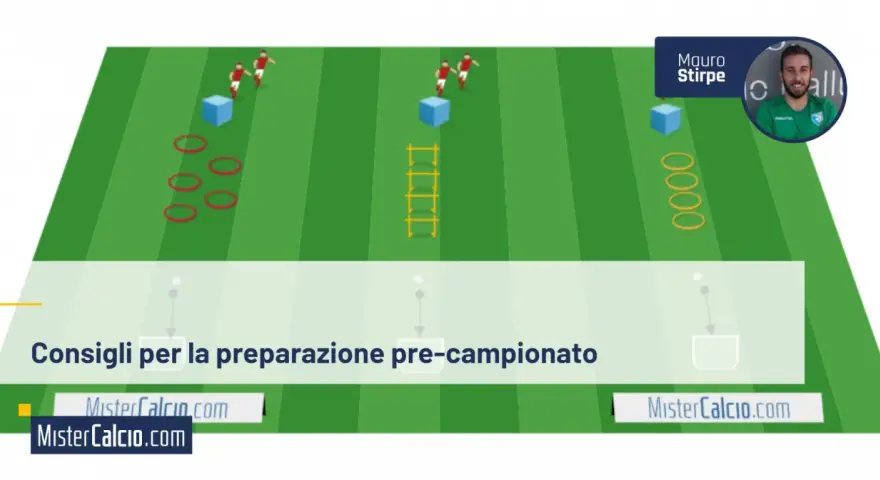 Esercitazioni per la pre preparazione calcio: ostacoli, coni e scaletta per migliorare agilità e velocità.