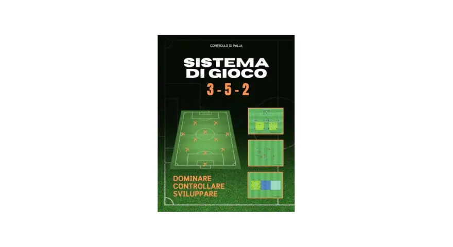Schema tattico 3-5-2 con esercizi per allenare il controllo di palla, dominare, controllare e sviluppare il gioco.