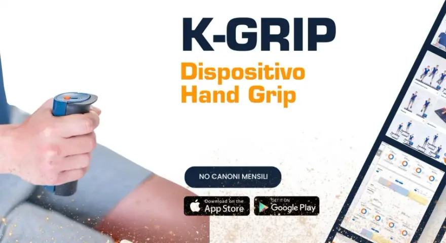 Test di forza della presa con K-Grip, dispositivo Hand Grip. Monitora i tuoi progressi con l'app.
