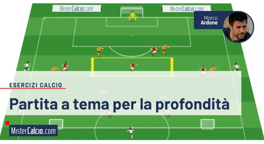 Schema di gioco per partite a tema divertenti calcio, con giocatori in campo e un allenatore.