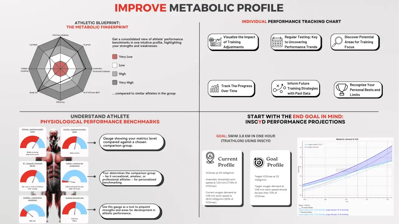 Grafico che mostra il test equilibrio dell'atleta, con dati su VO2max, soglia anaerobica e metabolismo dei grassi per ottimizzare le prestazioni.